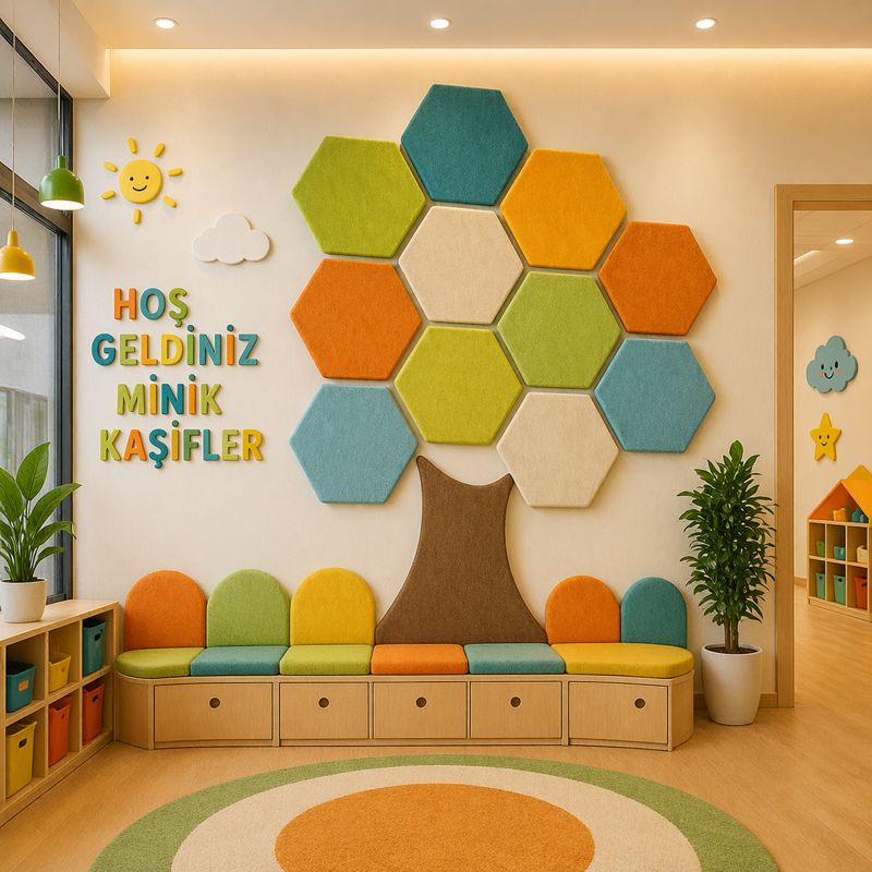 geometrik şekilli keçe panel